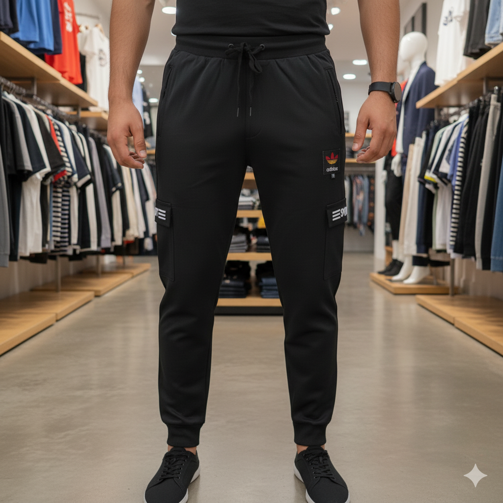 شلوار مردانه  چهار جیب مشکی دمپا ساده سایز  بندی  ایکس تا پنج ایکس