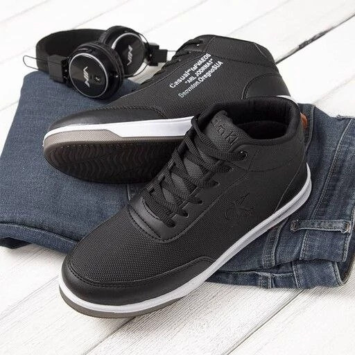 کفش اسپرت مردانه کلیون CK ساقدار مدل کژوال  رنگ مشکی