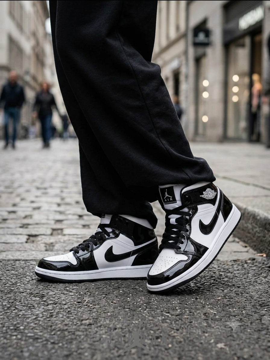 کفش بسکتبال نایک مدل JORDAN 1 ساقدار  مشکی سفید