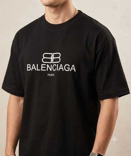 تیشرت مردانه مشکی طرح Balenciaga paris قوراه باکسی پارچه ماکان با کیفیت