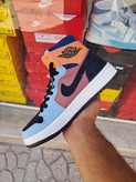 کفش بسکتبال نایکی دخترانه ایر جردن ۱ ساقدار آبی نارنجیNike Air Jordan