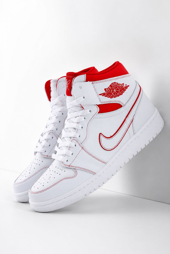کفش بسکتبال نایک مدل JORDAN 1 ساقدار سفید قرمز رد فانتوم ۳۷ تا ۴۴