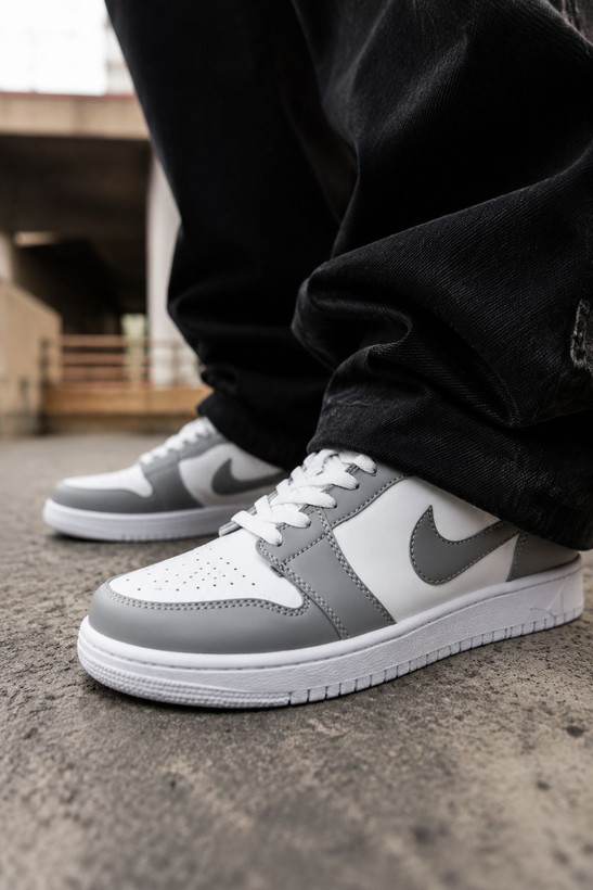 کتونی بسکتبال نایکی مردانه جردن ۱ ساق کوتاه طوسی سفید - Nike Air Jordan 1 Low