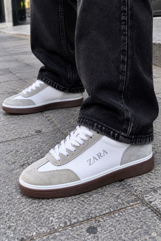 کفش کتونی ونس اسپرت سفید طوسی ZARA سایز 37 تا 40