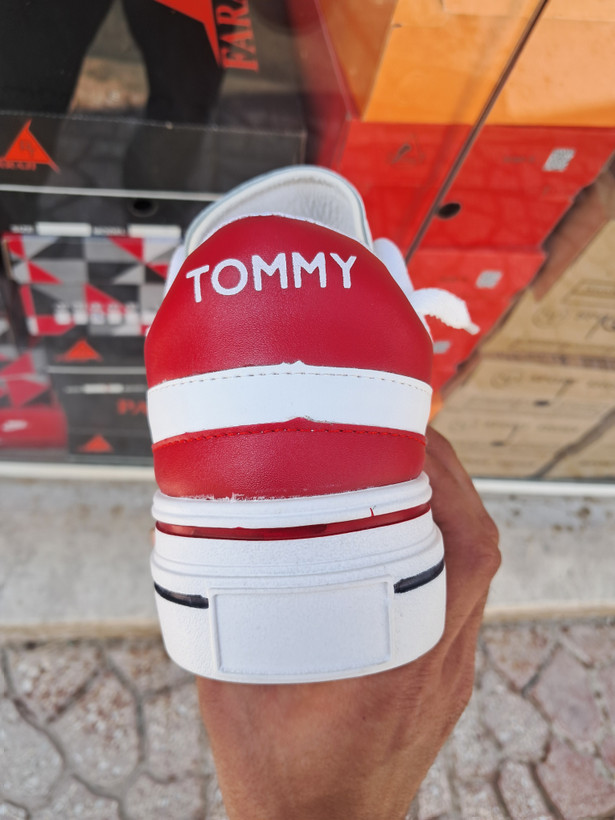 کتانی ونس زنانه سفید قرمز تامی TOMMY