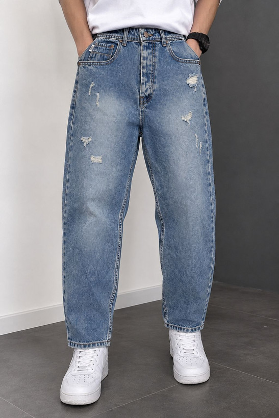 شلوار مام فیت جین آبی روشن مردانه مدل ZARA کد ۳