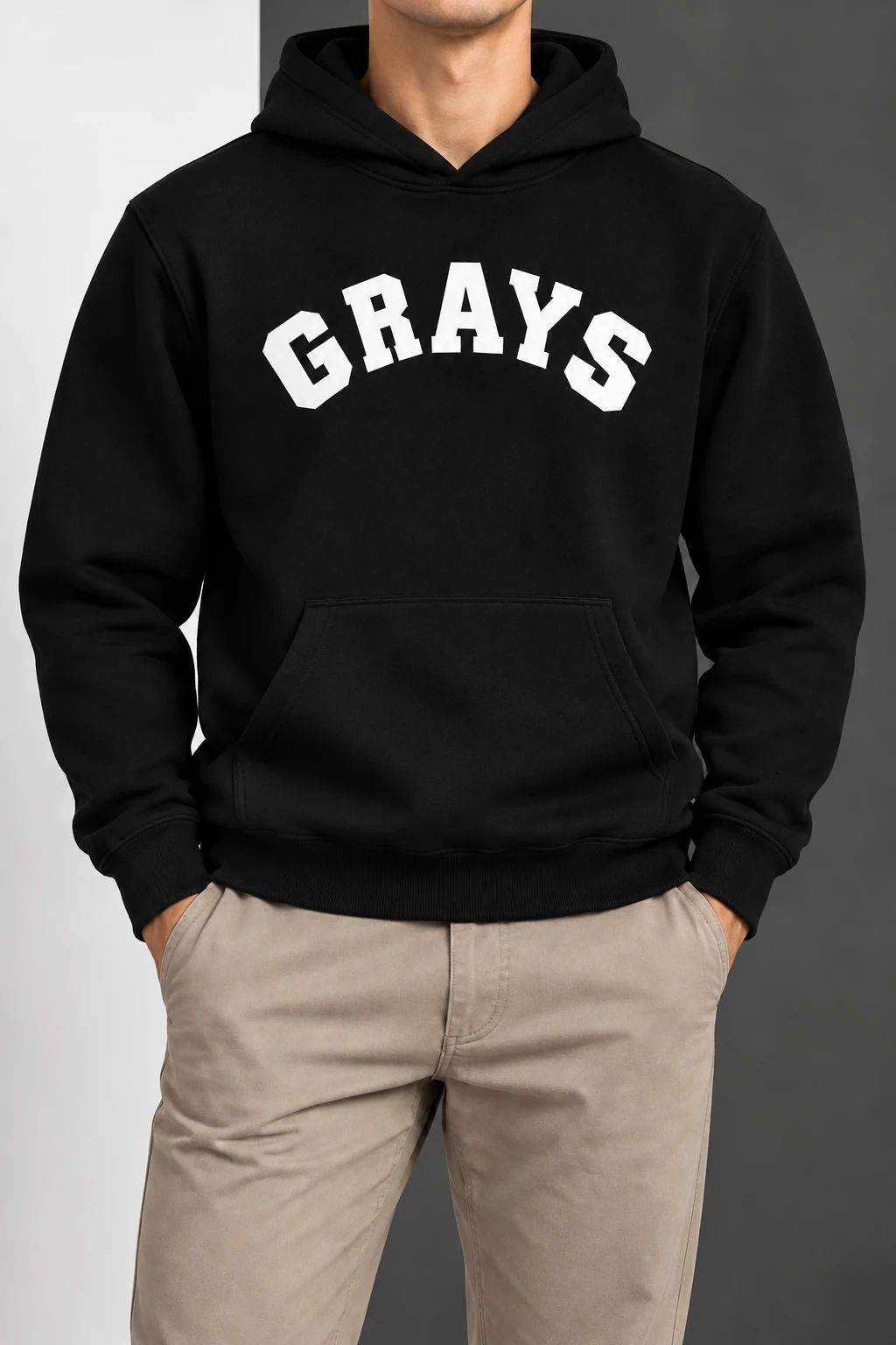 هودی اسپرت مردانه تو کرکی گرم بالا سفت بافت رنگبندی جذاب طرح GRAYS