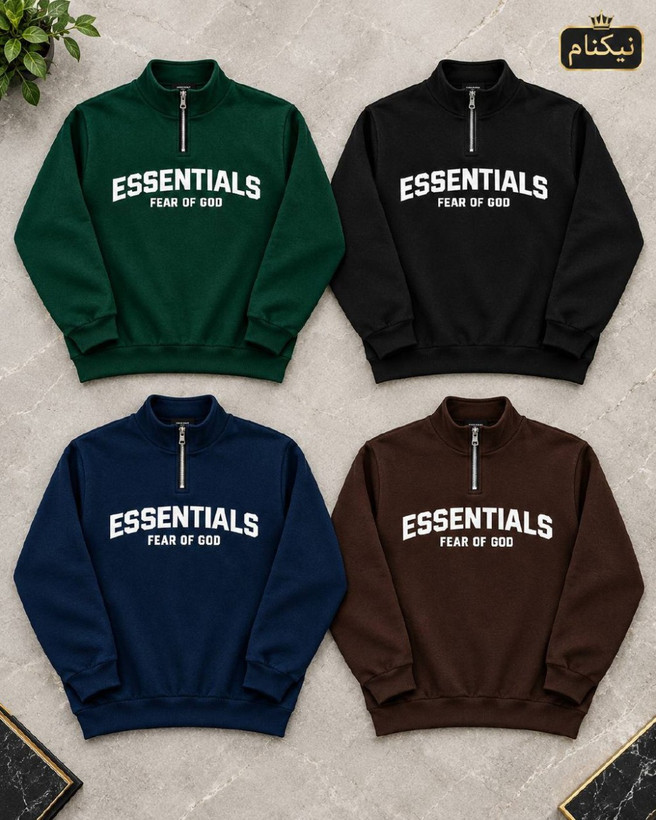 دورس نیم زیپ مردانه ترند داخل کرک طرح essentials رنگبندی متنوع