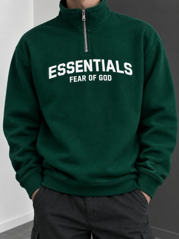 دورس نیم زیپ مردانه ترند داخل کرک طرح essentials رنگبندی متنوع